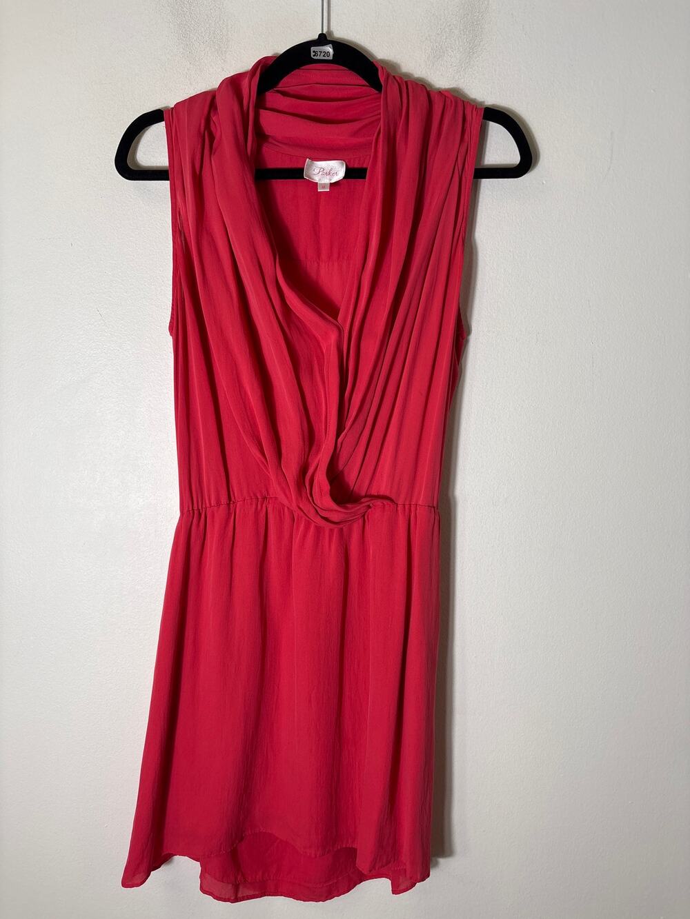 Parker Pinkish Red Sleeveless Knee Length Silk Dress Sz M